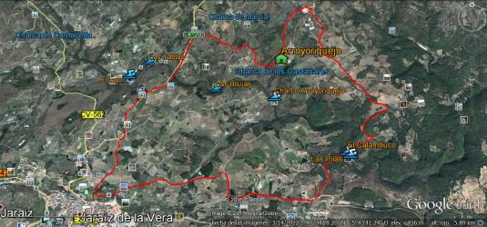 Ruta circular Arroyoriquejo 16,600km. Atraviesa la Garganta Pedro Chate 2 veces